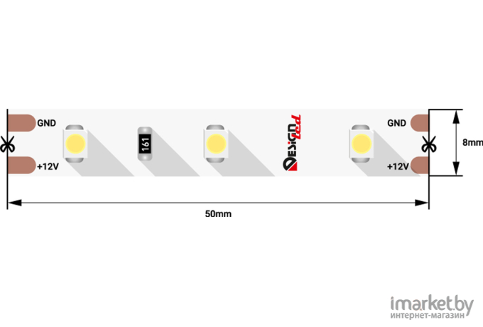 Светодиодная лента DesignLed Лента светодиодная LUX, 3528, 60 LED/м, 4,8 Вт/м, 12В, IP33, Холодный белый (6000K) [DSG360-12-W-33]