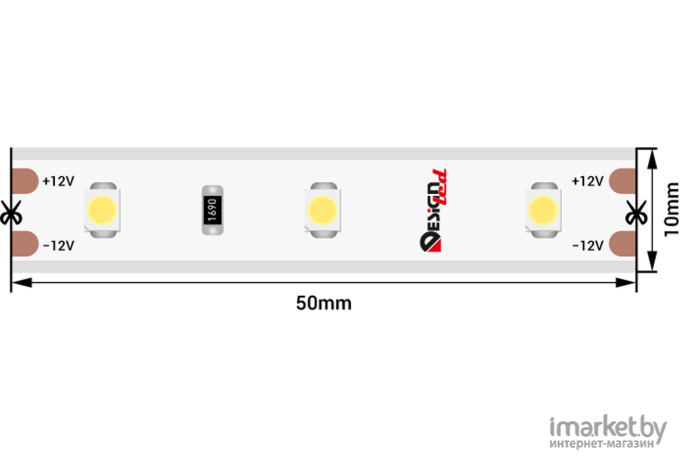 Светодиодная лента DesignLed Лента светодиодная LUX, 3528, 60 LED/м, 4,8 Вт/м, 12В, IP65, Холодный белый (6000K) [DSG360-12-W-65]