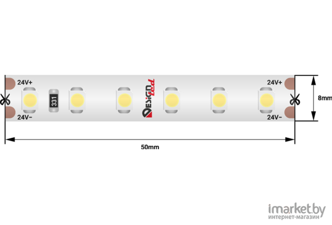 Светодиодная лента DesignLed Лента светодиодная LUX, 3528, 120 LED/м, 9,6 Вт/м, 24В, IP65, Холодный белый (6000K) [DSG3120-24-W-65]