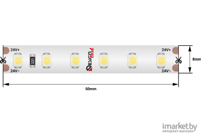 Светодиодная лента DesignLed Лента светодиодная LUX, 3528, 120 LED/м, 9,6 Вт/м, 24В, IP65, Теплый белый (2700K) [DSG3120-24-WW-65]