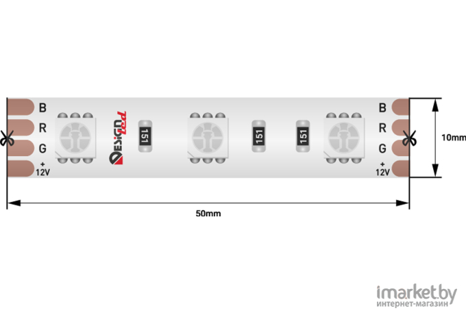 Светодиодная лента DesignLed Лента светодиодная LUX, 5050, 60 LED/м, 14,4 Вт/м, 12В, IP65, RGB (K) [DSG560-12-RGB-65]