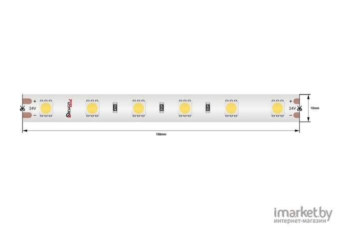 Светодиодная лента DesignLed Лента светодиодная LUX, 5050, 60 LED/м, 14,4 Вт/м, 24В, IP65, Теплый белый (2700K) [DSG560-24-WW-65]