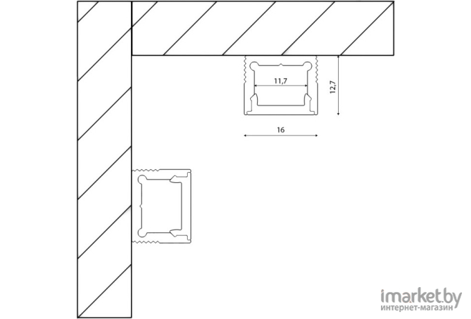 Профиль для светодиодных лент DesignLed Накладной алюминиевый для однорядной ленты [LS.1613]