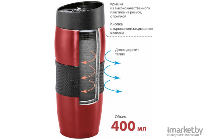 Термокружка Alpenkok AK-04009A 400 ml Red