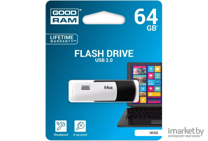 Usb flash GOODRAM 64GB UCO2 Black/White [UCO2-0640KWR11]