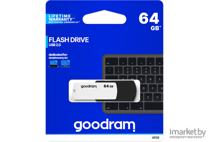 Usb flash GOODRAM 64GB UCO2 Black/White [UCO2-0640KWR11]