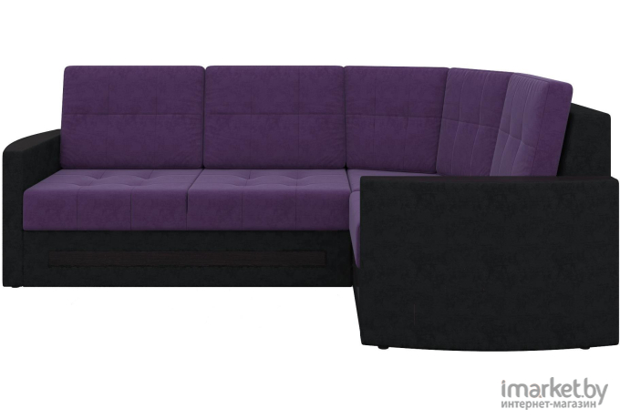 Угловой диван Mebelico Белла У 476 правый вельвет фиолетовый/черный