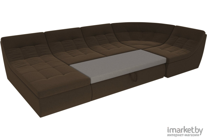 П-образный диван Лига Диванов Холидей микровельвет коричневый (101855)
