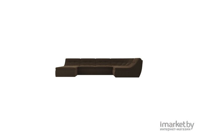П-образный диван Лига Диванов Холидей микровельвет коричневый (101855)