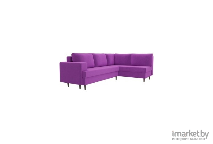 Угловой диван Лига Диванов Сильвана правый микровельвет фиолетовый