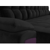 Диван Лига Диванов Нэстор п-образный велюр черный вставка фиолетовая
