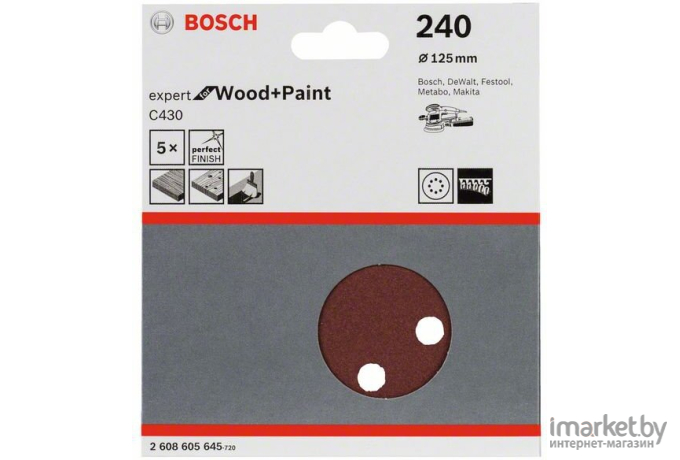 Набор шлифлистов Bosch Expert for Wood+Paind 5шт [2.608.605.645]