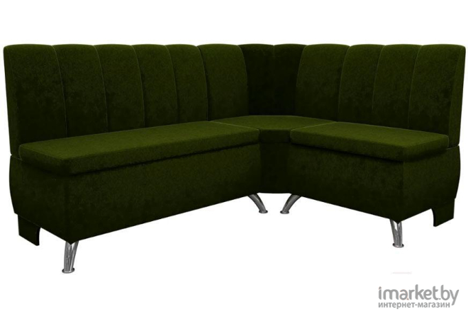 Кухонный угловой диван Лига Диванов Кантри правый микровельвет зеленый (29447)