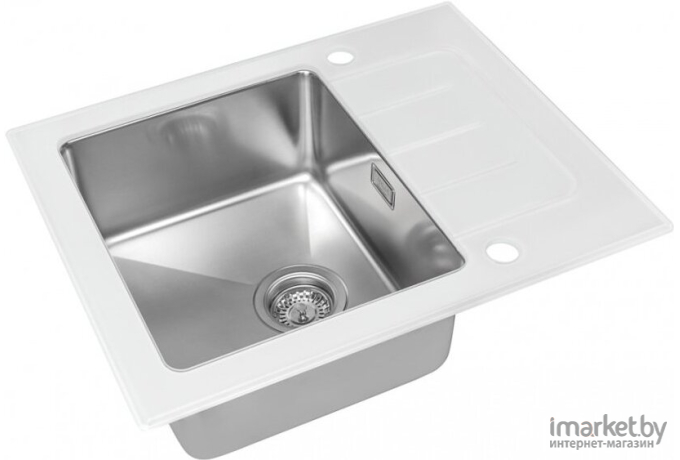 Кухонная мойка Zorg Sanitary со стеклом GS 6250 White