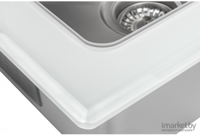 Кухонная мойка Zorg Sanitary со стеклом GS 6750-2 White