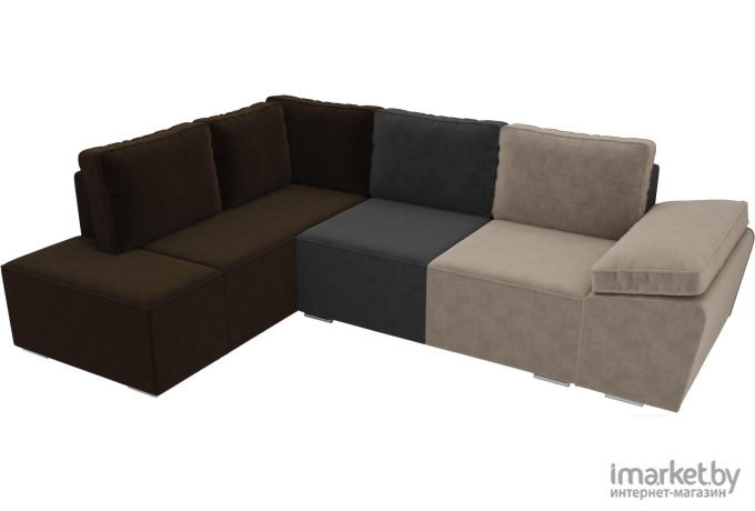 Комплект мягкой мебели Лига Диванов Хавьер левый 101240 велюр бежевый/серый/коричневый