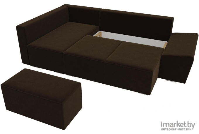 Комплект мягкой мебели Лига Диванов Хавьер левый 101245 велюр коричневый