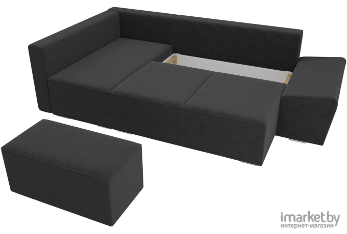 Комплект мягкой мебели Лига Диванов Хавьер левый 101246 велюр серый