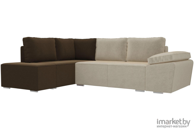 Комплект мягкой мебели Лига Диванов Хавьер левый 101252 микровельвет бежевый/коричневый