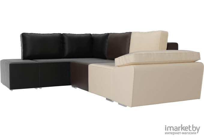 Комплект мягкой мебели Лига Диванов Хавьер левый 101267 экокожа бежевый/коричневый/черный