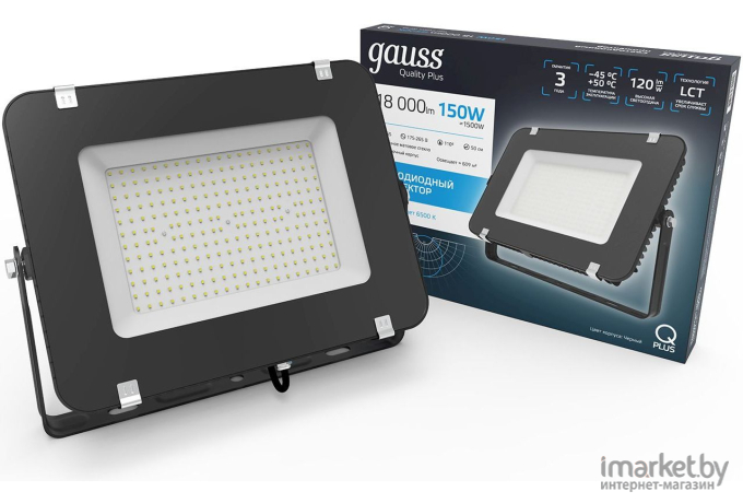 Прожектор Gauss LED Qplus 150W 14000lm IP65 5500К черный 1/10 [613100150]