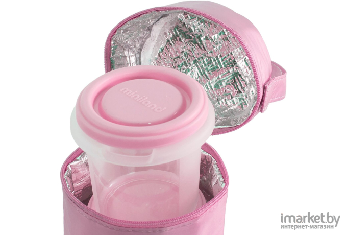 Термосумка для бутылочек Miniland Pack-2-Go HermiSized с двумя вакуумными контейнерами розовый