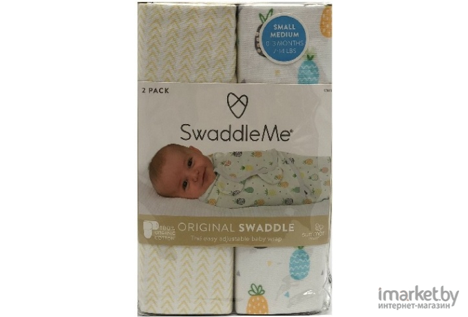 Конверт детский Summer Infant SwaddleMe Organic S/M 2 шт ананасы/желтый