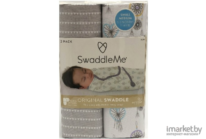 Конверт детский Summer Infant SwaddleMe Organic S/M 2 шт ловец снов/сиреневый/серый