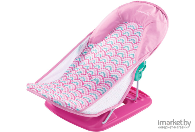 Горка для купания Summer Infant Deluxe Baby Bather с подголовником розовый/волны