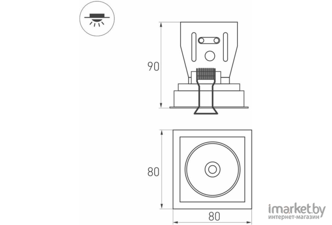 Встраиваемый точечный светильник Arlight CL-SIMPLE-S80x80-9W Warm3000 WH, 45 deg [026874]