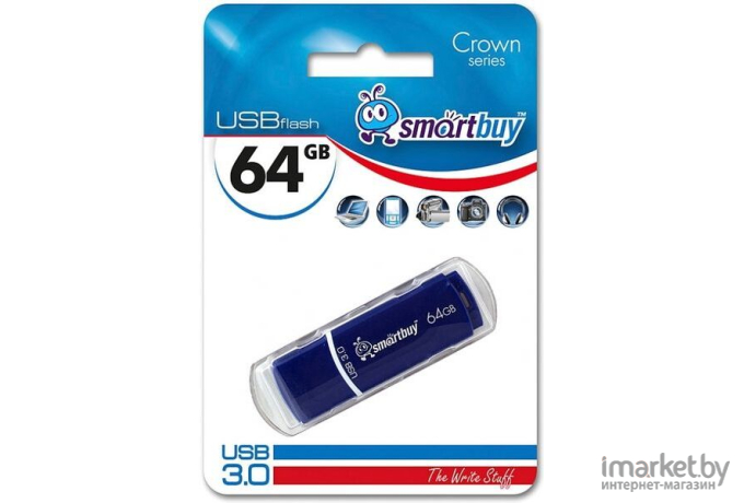 Usb flash SmartBuy 64Gb Drive Crown Blue [SB64GBCRW-Bl]