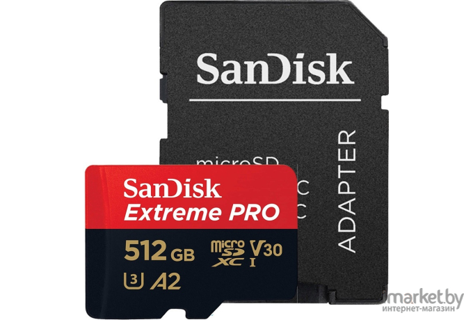Карта памяти SanDisk 512GB microSDXC Class 10 UHS-I A2 C10 V30 U3 Extreme Pro SD адаптер [SDSQXCZ-512G-GN6MA]
