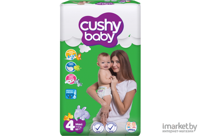Детские подгузники Cushy Baby Maxi 60шт