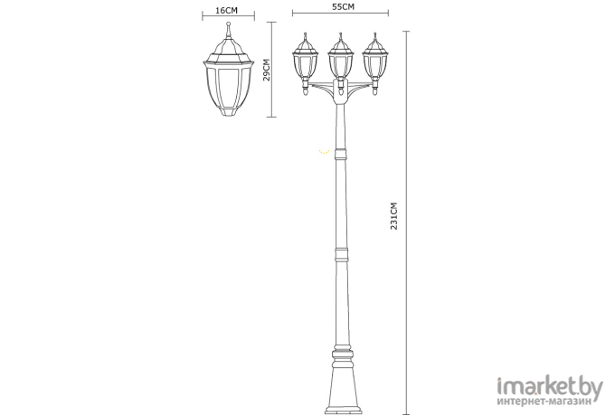 Фонарь уличный Arte Lamp A3151PA-3WG