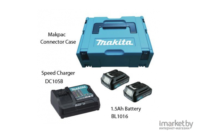 Аккумулятор Makita Комплект 12.0 В BL1016 2 шт + зарядное устройство DC10SB [197652-7]