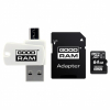 Карта памяти GOODRAM 64GB microSD Class 10 UHS I 3 in1 memory set: SD adapter + USB cardreader [M1A4-0640R12]