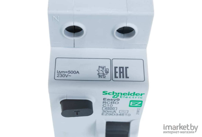 Выключатель автоматический Schneider Electric Easy 9 10A C 4.5kA 30мА AC 1П+Н 230 =S= (EZ9D34610)