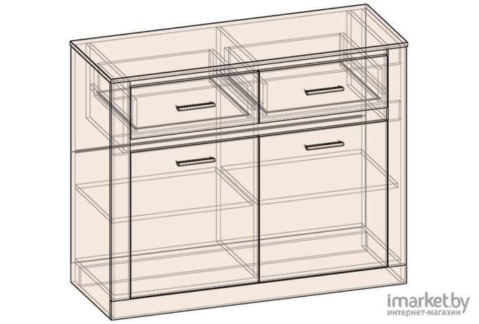 Комод Интерлиния Лима ЛМ-2Д2Ш дуб корабельный белый