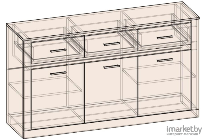 Комод Интерлиния Лима ЛМ-3Д3Ш дуб корабельный белый