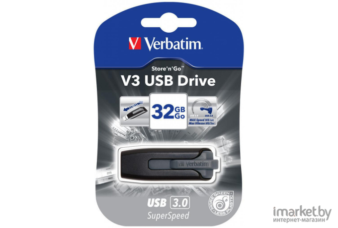 Usb flash Verbatim 32Gb 3,0 FlashDrive SnG V3 черный [49173]