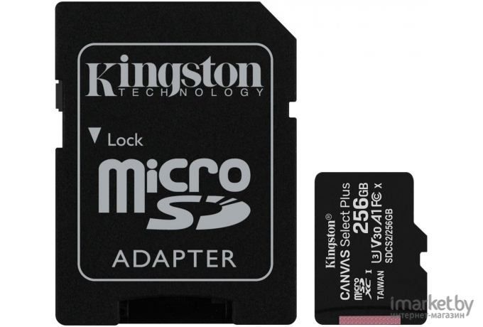 Карта памяти Kingston microSDHC 256GB microSDXC Class10 UHS-I Canvas Select up 100MB/s [SDCS2/256GB]