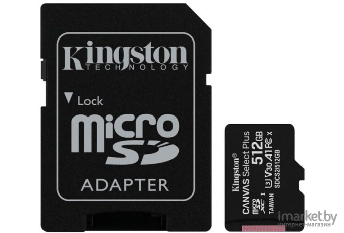 Карта памяти Kingston SDHC 512Gb Class10 Canvas Select 100R CL10 UHS-I [SDS2/512GB]