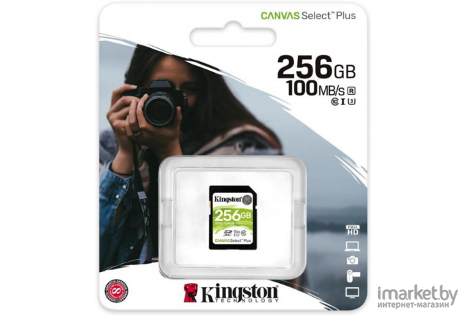 Карта памяти Kingston SDHC 256Gb Class10 Canvas Select 100R CL10 UHS-I [SDS2/256GB]