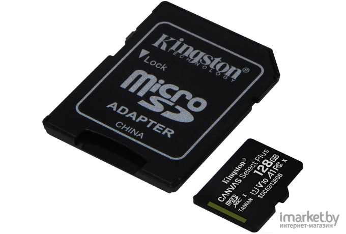 Карта памяти Kingston microSDHC 128GB microSDXC Class10 UHS-I Canvas Select up 100MB/s с адапт [SDCS2/128GB]