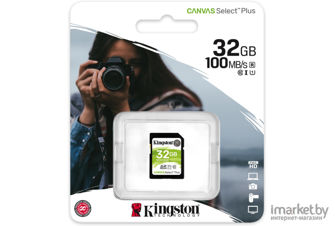 Карта памяти Kingston SDHC 32Gb Class10 Canvas Select 100R CL10 UHS-I [SDS2/32GB]