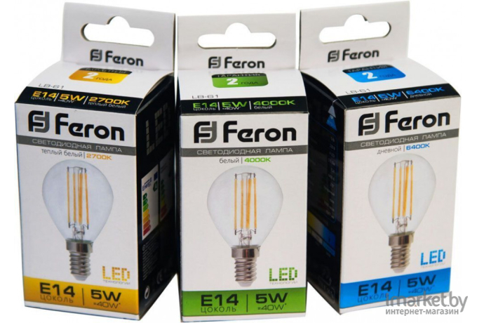 Светодиодная лампа Feron 5W 230V E14 2700K LB-61 [25578]