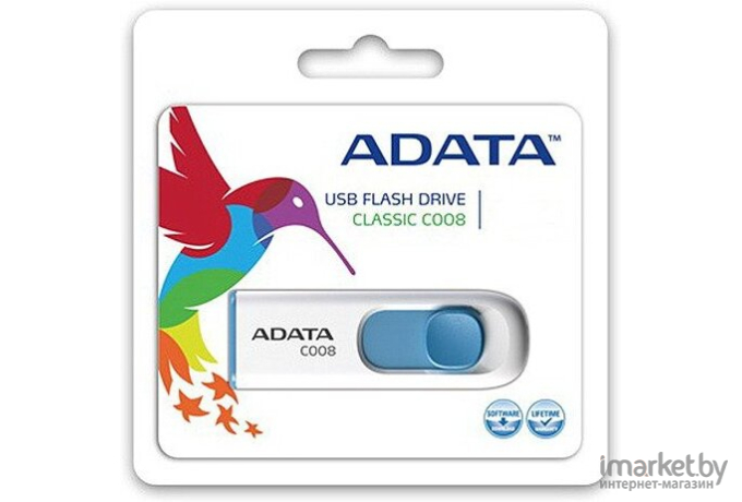 USB Flash A-Data C008 White+Blue 64 Гб (AC008-64G-RWE)