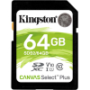 Карта памяти Kingston SDHC 64Gb Clas Canvas Select 100R CL10 UHS-I [SDS2/64GB]