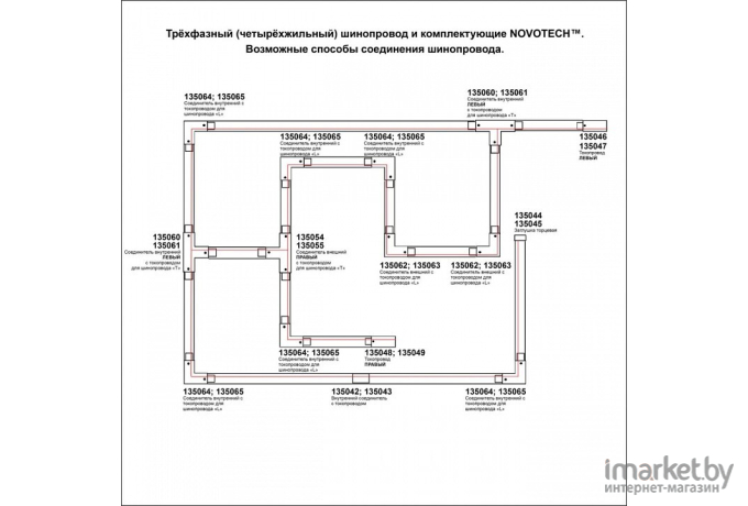 Шинопровод Novotech NT19 012 Трехфазный (четырехжильный) 3м с (адаптером) и заглуш черный [135041]