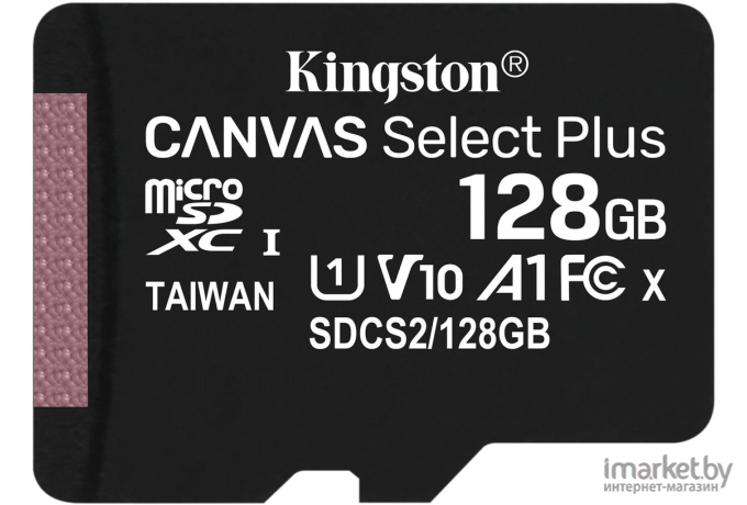 Карта памяти Kingston microSDHC 128GB microSDXC Class10 UHS-I Canvas Select up 100MB/s без адапт [SDCS2/128GBSP]